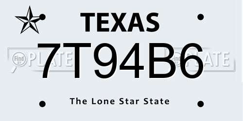 7T94B6 Texas License Plate