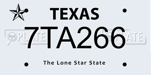 7TA266 Texas License Plate