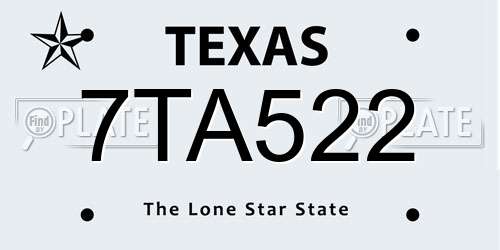 7TA522 Texas License Plate