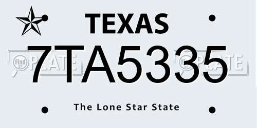 7TA5335 Texas License Plate