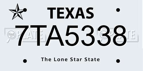 7TA5338 Texas License Plate