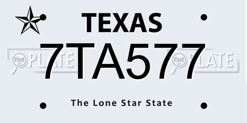 7TA577 Texas License Plate