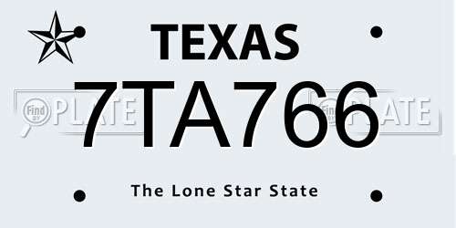 7TA766 Texas License Plate
