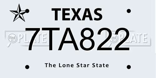 7TA822 Texas License Plate