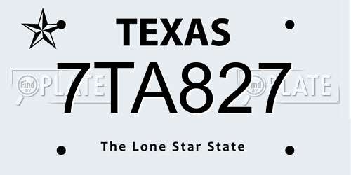 7TA827 Texas License Plate