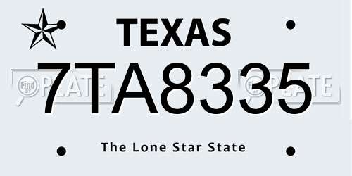 7TA8335 Texas License Plate