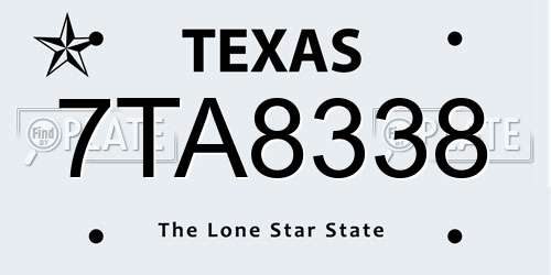 7TA8338 Texas License Plate