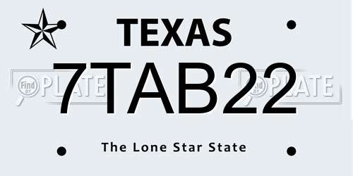 7TAB22 Texas License Plate