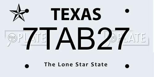 7TAB27 Texas License Plate