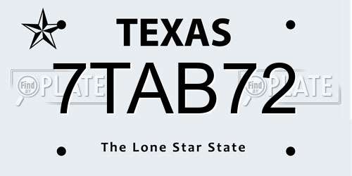 7TAB72 Texas License Plate
