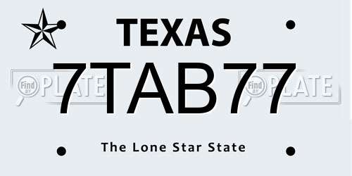 7TAB77 Texas License Plate