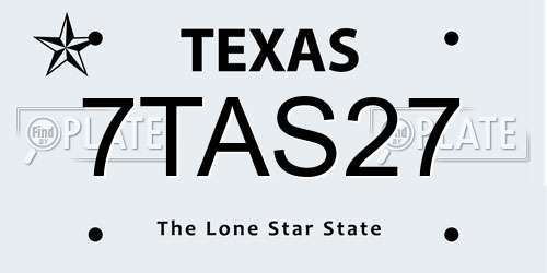 7TAS27 Texas License Plate