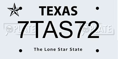 7TAS72 Texas License Plate