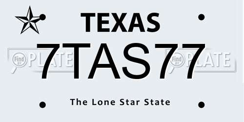 7TAS77 Texas License Plate