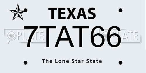 7TAT66 Texas License Plate