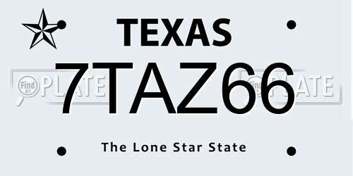 7TAZ66 Texas License Plate