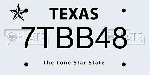 7TBB48 Texas License Plate