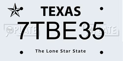 7TBE35 Texas License Plate