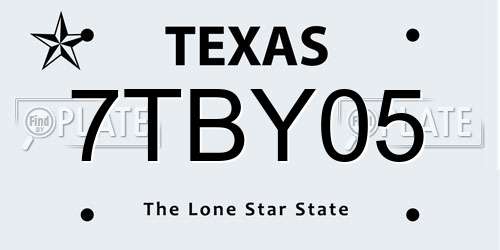 7TBY05 Texas License Plate