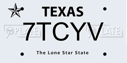 7TCYV Texas License Plate