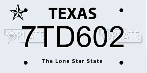 7TD602 Texas License Plate