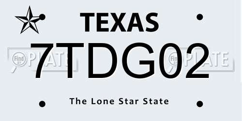 7TDG02 Texas License Plate