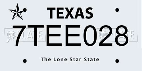 7TEE028 Texas License Plate