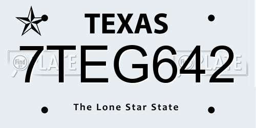 7TEG642 Texas License Plate
