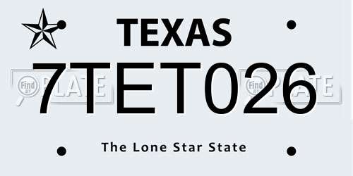 7TET026 Texas License Plate