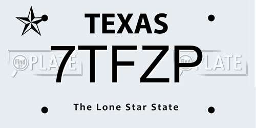 7TFZP Texas License Plate
