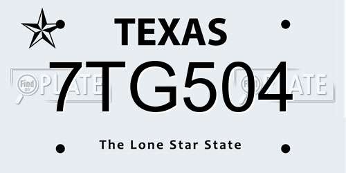 7TG504 Texas License Plate