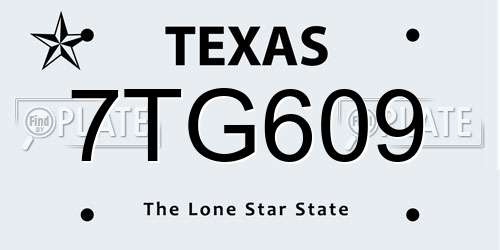 7TG609 Texas License Plate