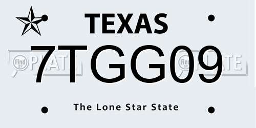 7TGG09 Texas License Plate