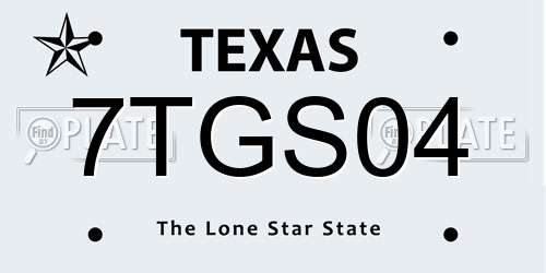 7TGS04 Texas License Plate
