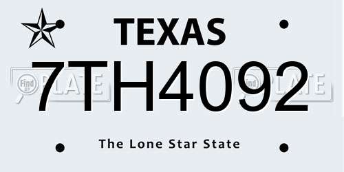 7TH4092 Texas License Plate