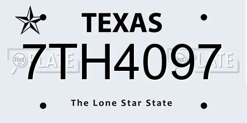 7TH4097 Texas License Plate