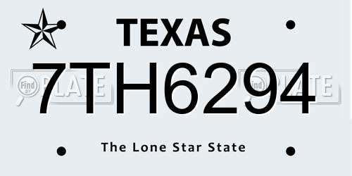 7TH6294 Texas License Plate