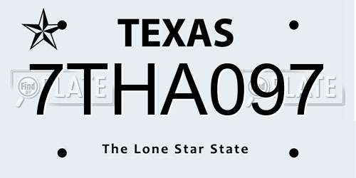 7THA097 Texas License Plate