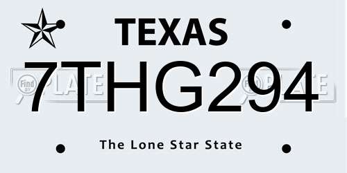 7THG294 Texas License Plate