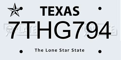7THG794 Texas License Plate