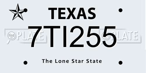 7TI255 Texas License Plate