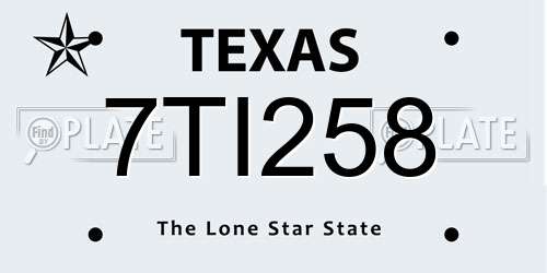7TI258 Texas License Plate