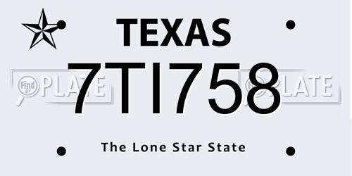 7TI758 Texas License Plate