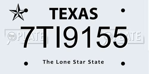 7TI9155 Texas License Plate