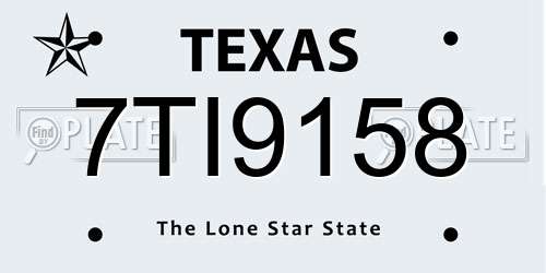 7TI9158 Texas License Plate