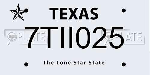 7TII025 Texas License Plate