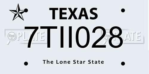 7TII028 Texas License Plate
