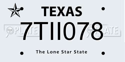 7TII078 Texas License Plate