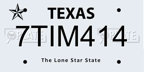7TIM414 Texas License Plate