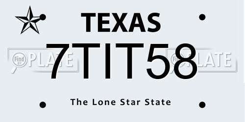 7TIT58 Texas License Plate